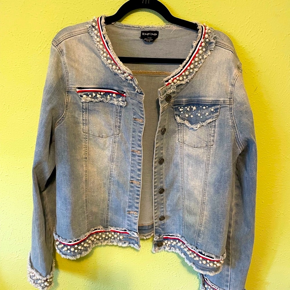 Bebe Military Denim Jacket